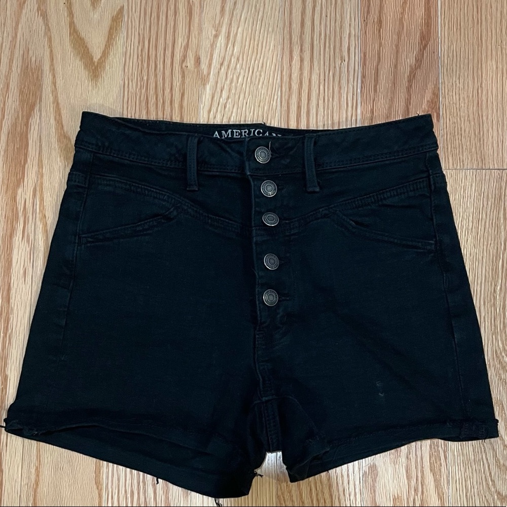 American Eagle black high waisted denim shorts